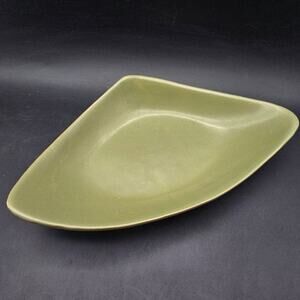 McCoy Floraline Matte Green Boomerang Planter Dish Succulent Vintage MCM